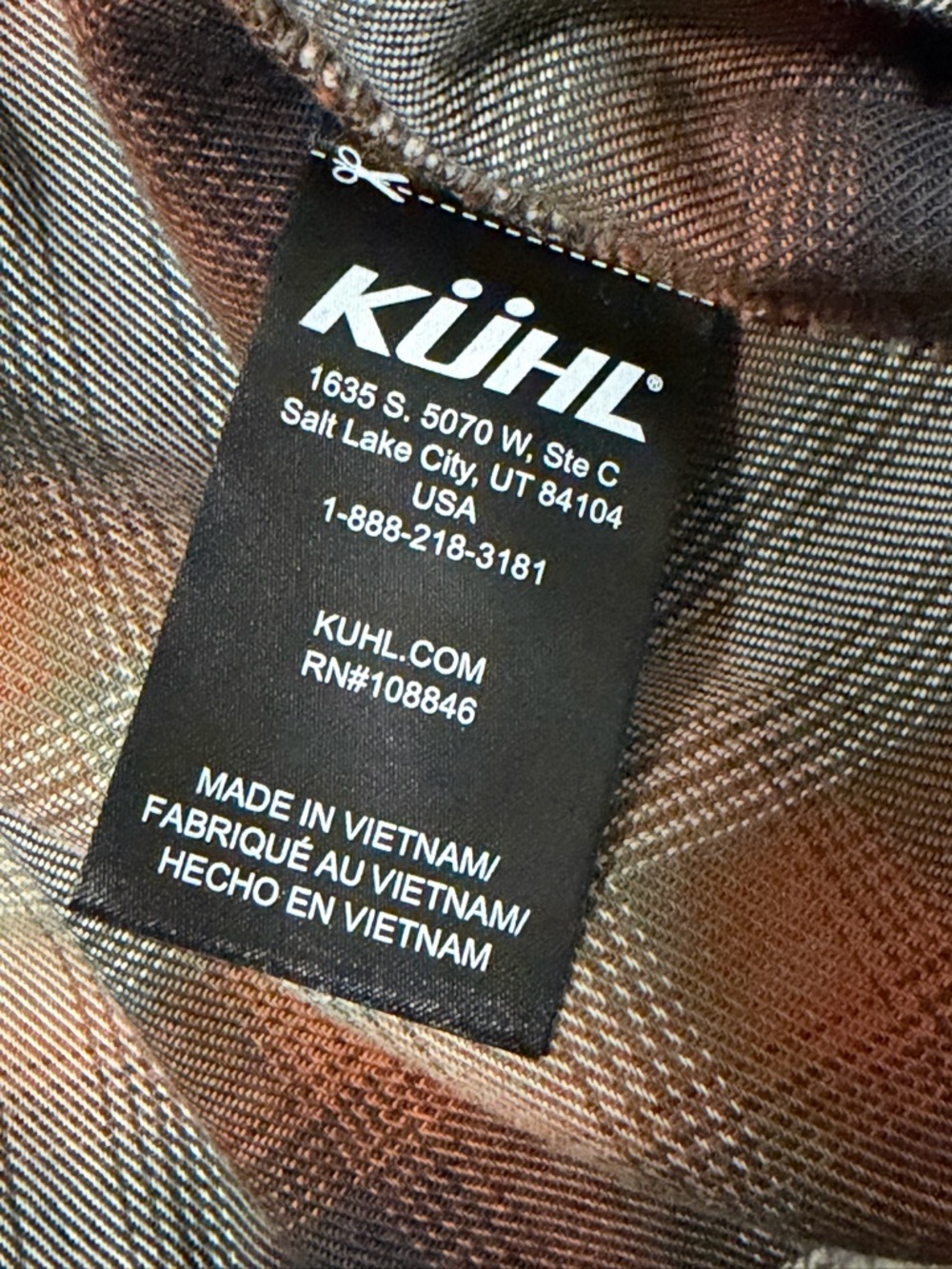 Kuhl Medium Brown, Orange & Black Plaid Flannel Shirt - Picture 7 of 13
